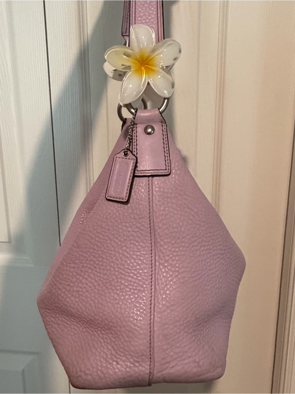 Coach Carly Pink pebbled Leather Hobo Shoulder bag - Picture 2 of 7